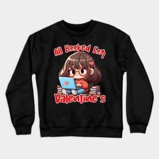 Library Books Heart Bookworm Valentines Day Reading Crewneck Sweatshirt